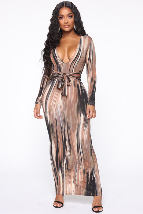 Mind Of My Own Maxi Dress - Brown/combo | Fashion Nova, Dresses | Fashion  Nova